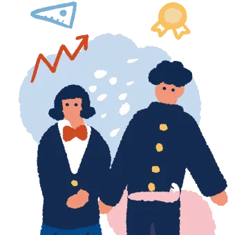 男女の学生のイラスト