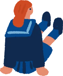 座る女子学生のイラスト